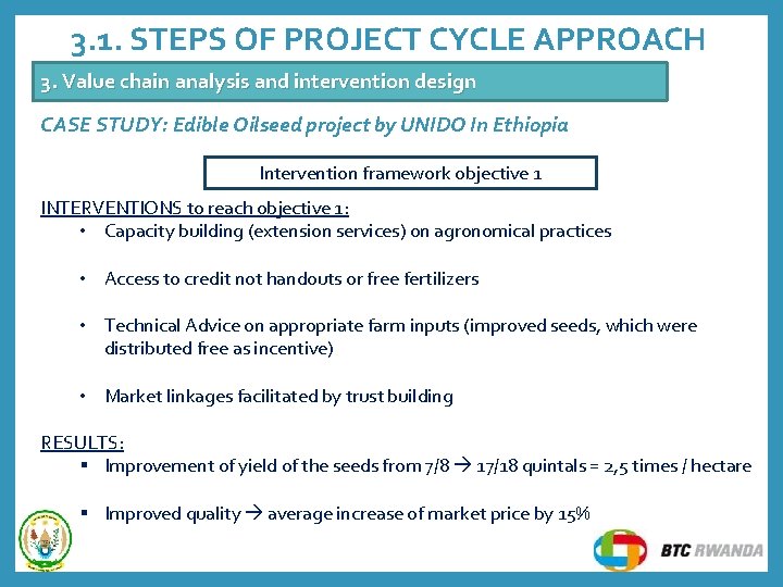 3. 1. STEPS OF PROJECT CYCLE APPROACH 3. Value chain analysis and intervention design 3. 1. STEPS OF PROJECT CYCLE APPROACH 3. Value chain analysis and intervention design