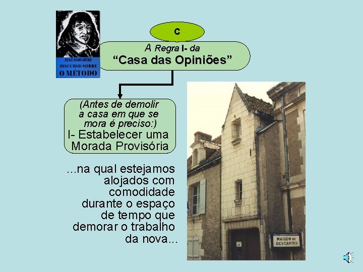 C A Regra I- da “Casa das Opiniões” (Antes de demolir a casa em