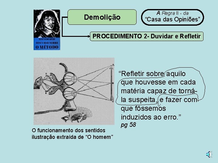 A Regra II - da Demolição “Casa das Opiniões” PROCEDIMENTO 2 - Duvidar e