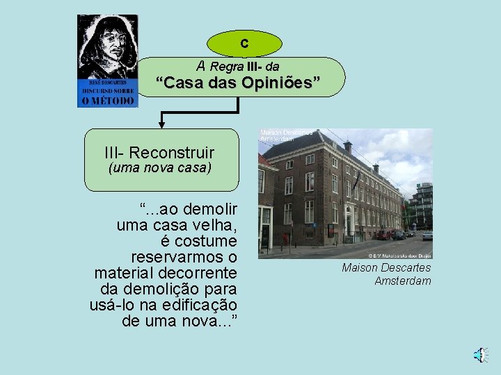 C A Regra III- da “Casa das Opiniões” III- Reconstruir (uma nova casa) “.