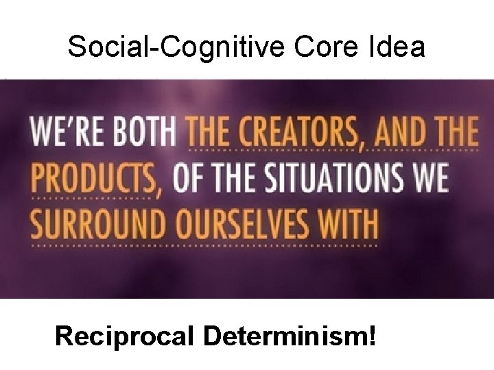 Social-Cognitive Core Idea Reciprocal Determinism! 