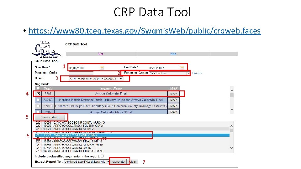 CRP Data Tool • https: //www 80. tceq. texas. gov/Swqmis. Web/public/crpweb. faces 1 3
