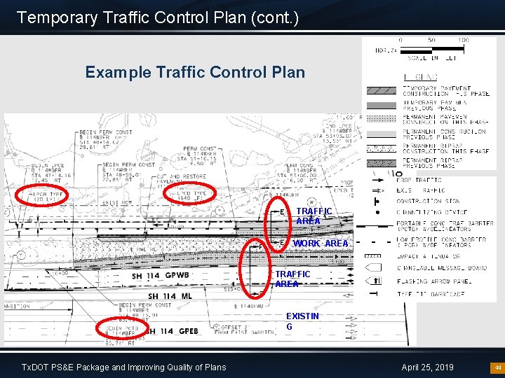 Temporary Traffic Control Plan (cont. ) Example Traffic Control Plan TRAFFIC AREA WORK AREA