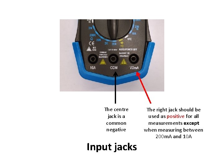 The centre jack is a common negative Input jacks The right jack should be