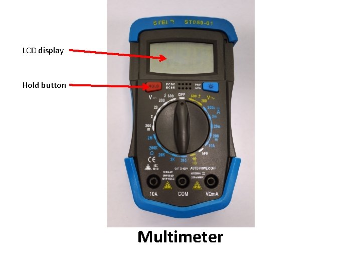 LCD display Hold button Multimeter 