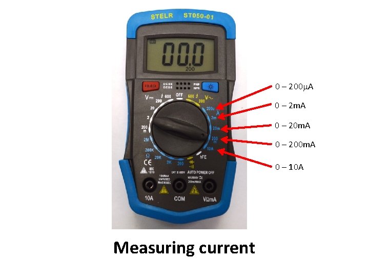 0 – 200 A 0 – 2 m. A 0 – 200 m. A