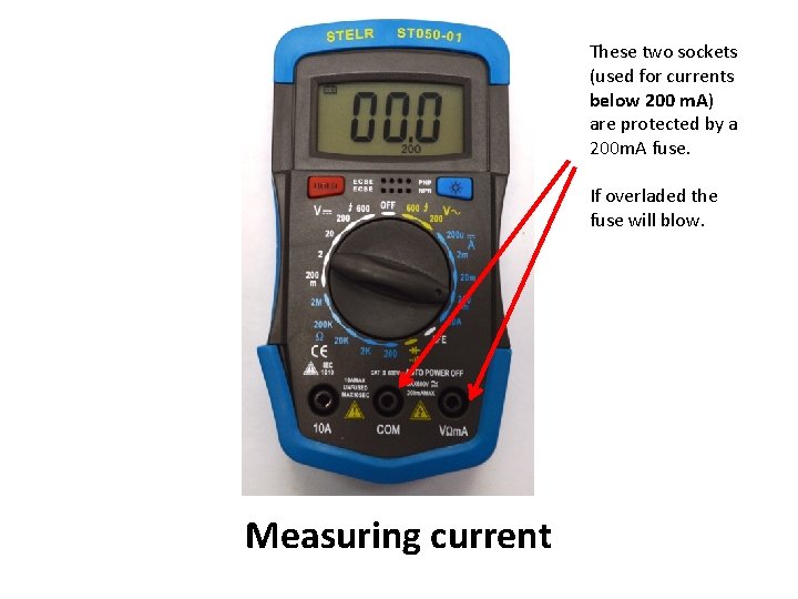 These two sockets (used for currents below 200 m. A) are protected by a