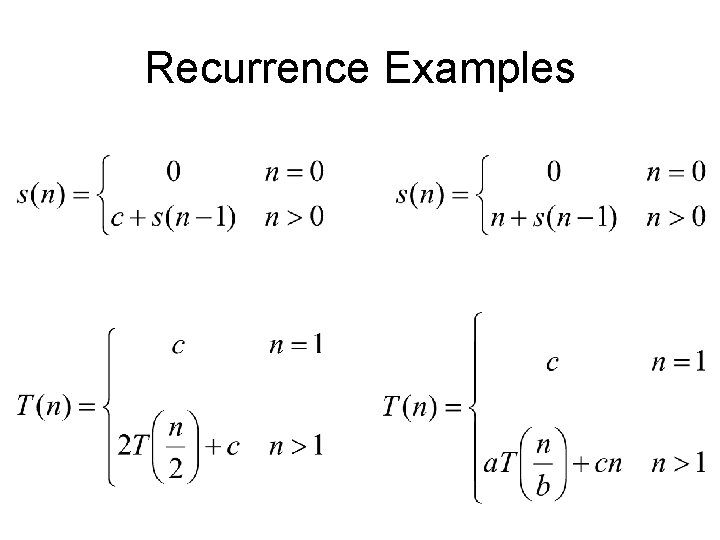 Recurrence Examples 