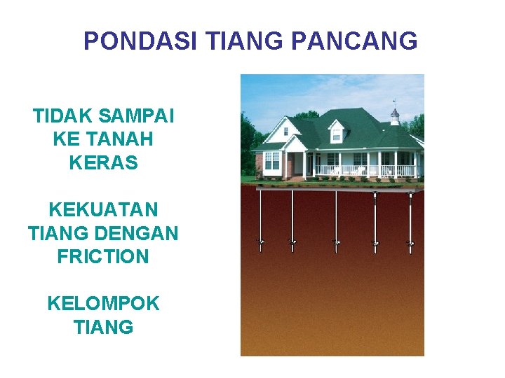 PONDASI TIANG PANCANG TIDAK SAMPAI KE TANAH KERAS KEKUATAN TIANG DENGAN FRICTION KELOMPOK TIANG