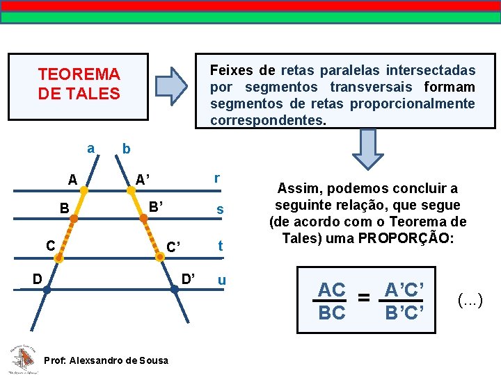 MATEMÁTICA, 9º Ano Pontos no plano cartesiano/pares ordenados Feixes de retas paralelas intersectadas por