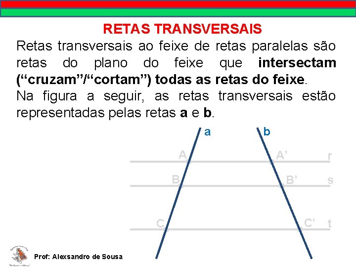 MATEMÁTICA, 9º Ano Pontos no plano cartesiano/pares ordenados RETAS TRANSVERSAIS Retas transversais ao feixe