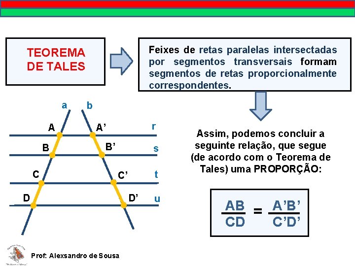 MATEMÁTICA, 9º Ano Pontos no plano cartesiano/pares ordenados Feixes de retas paralelas intersectadas por