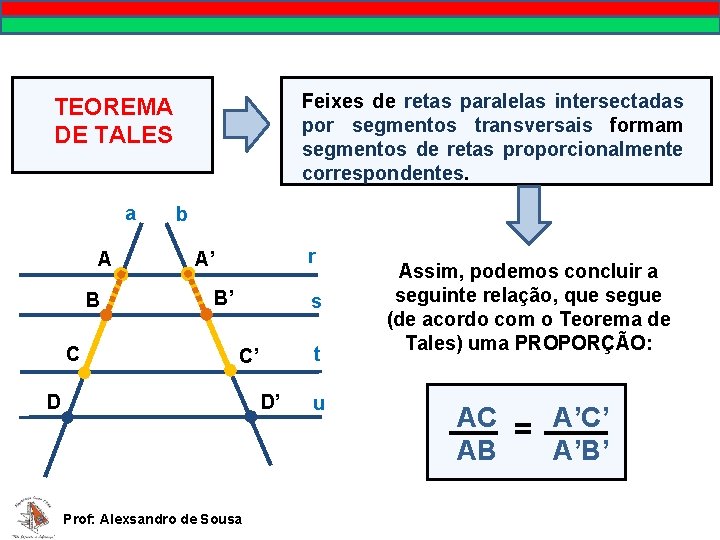 MATEMÁTICA, 9º Ano Pontos no plano cartesiano/pares ordenados Feixes de retas paralelas intersectadas por