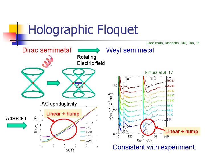 Holographic Floquet Hashimoto, Kinoshita, KM, Oka, 16 Dirac semimetal Weyl semimetal Rotating Electric field