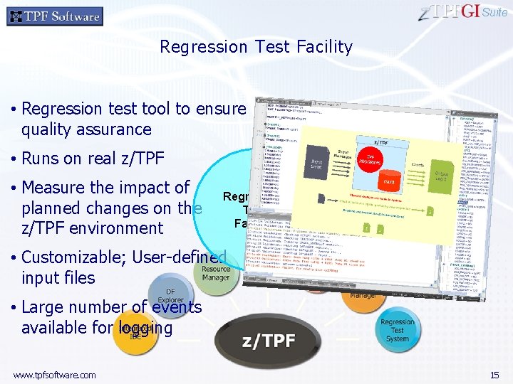 Suite Regression Test Facility • Regression test tool to ensure quality assurance • Runs