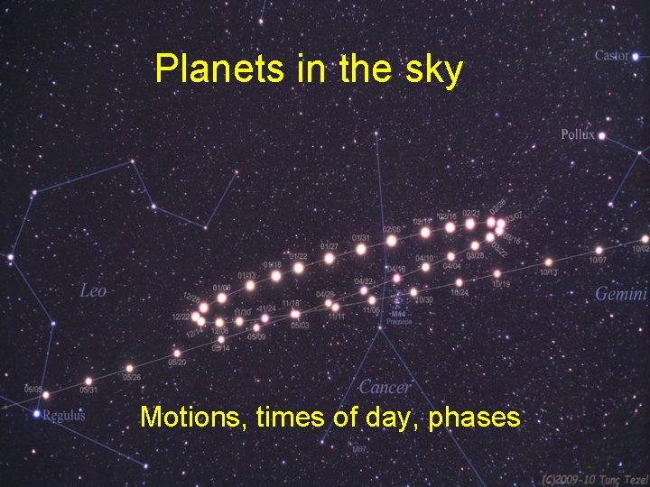 Planets in the sky Motions, times of day, phases 