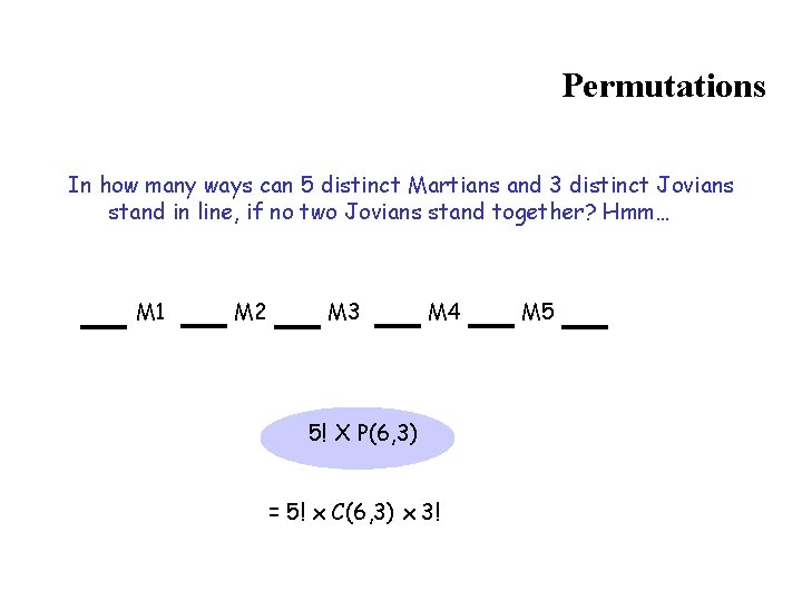 Permutations In how many ways can 5 distinct Martians and 3 distinct Jovians stand