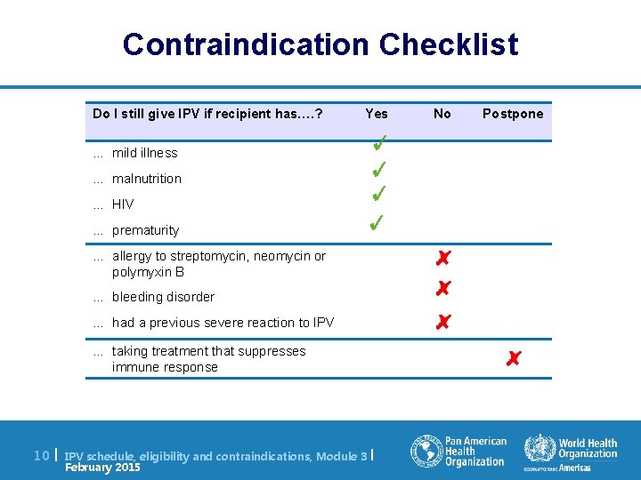 Contraindication Checklist Do I still give IPV if recipient has…. ? Yes … mild