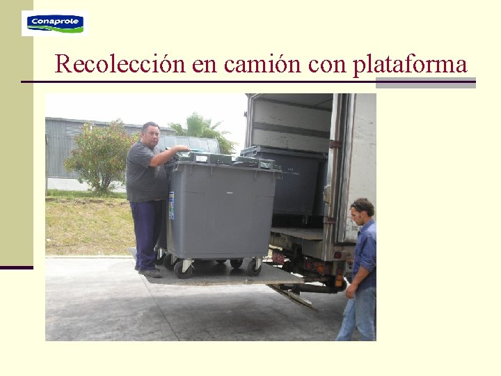 Recolección en camión con plataforma Recolección en camión con plataforma