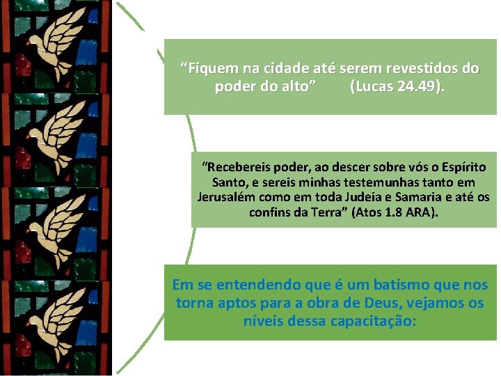 “Fiquem na cidade até serem revestidos do poder do alto” (Lucas 24. 49). “Recebereis “Fiquem na cidade até serem revestidos do poder do alto” (Lucas 24. 49). “Recebereis