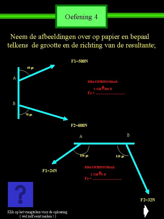 Oefening 4 Neem de afbeeldingen over op papier en bepaal telkens de grootte en