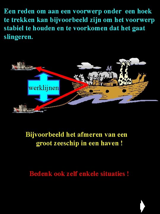 Een reden om aan een voorwerp onder een hoek te trekken kan bijvoorbeeld zijn