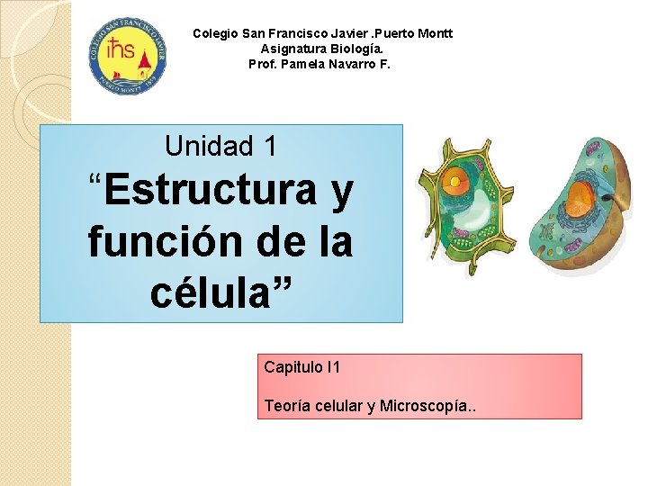 Colegio San Francisco Javier. Puerto Montt Asignatura Biología. Prof. Pamela Navarro F. Unidad 1