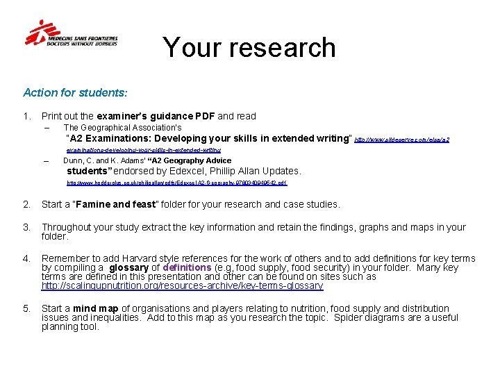 Your research Action for students: 1. Print out the examiner’s guidance PDF and read