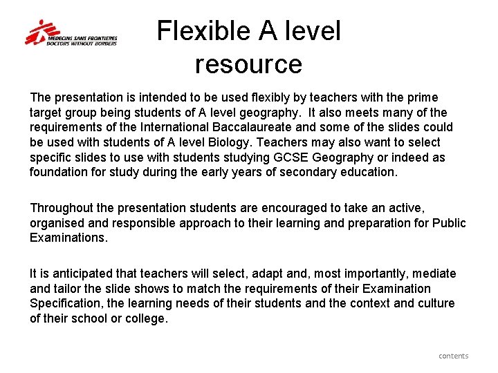 Flexible A level resource The presentation is intended to be used flexibly by teachers