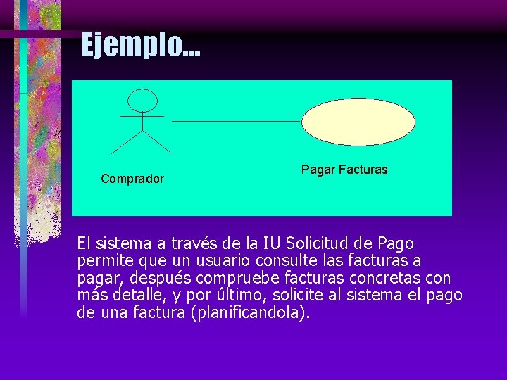 Ejemplo. . . Comprador Pagar Facturas El sistema a través de la IU Solicitud