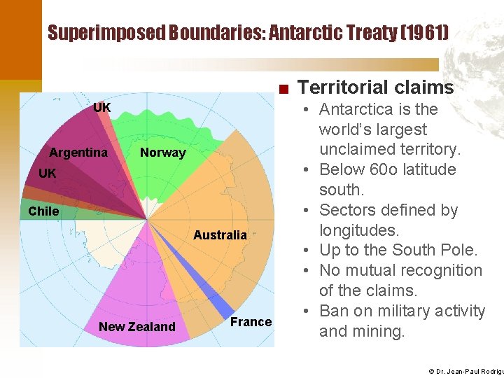 Superimposed Boundaries: Antarctic Treaty (1961) ■ Territorial claims UK Argentina Norway UK Chile Australia
