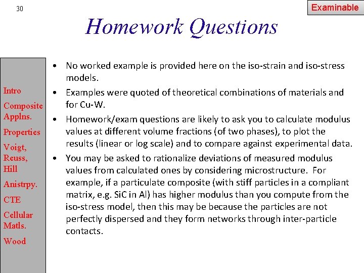 Examinable 30 Homework Questions • No worked example is provided here on the iso-strain