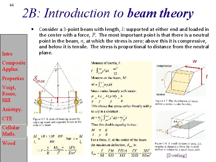 44 2 B: Introduction to beam theory Intro • Consider a 3 -point beam