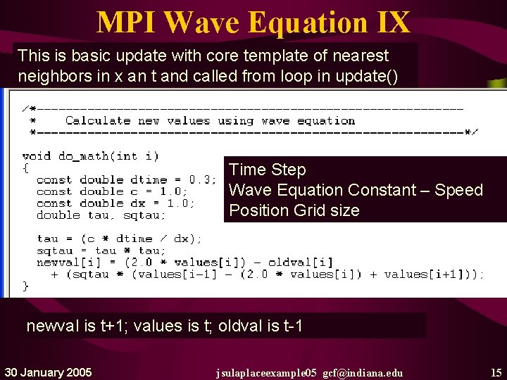 MPI Wave Equation IX This is basic update with core template of nearest neighbors