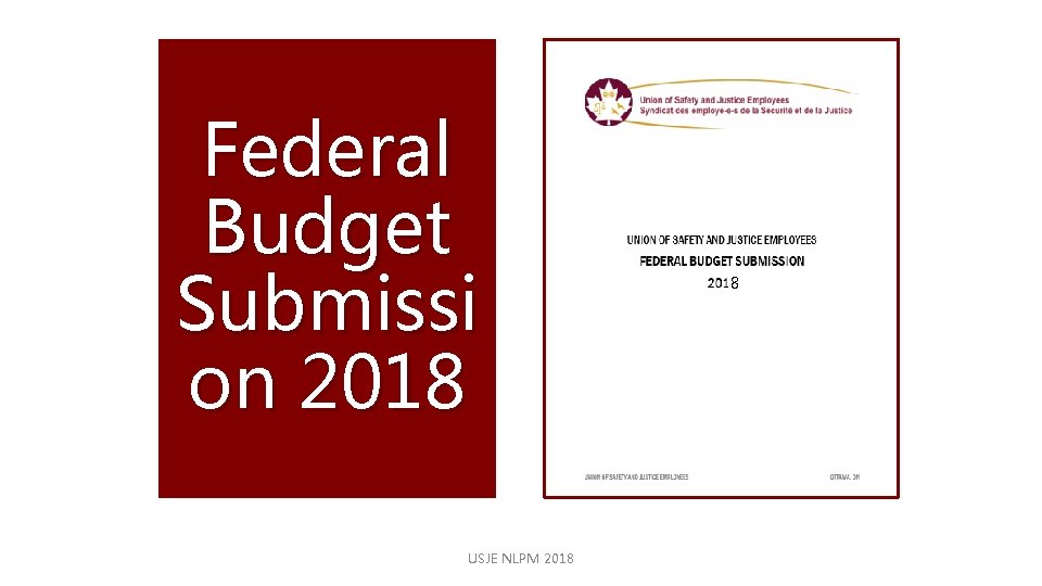 Federal Budget Submissi on 2018 USJE NLPM 2018 8 