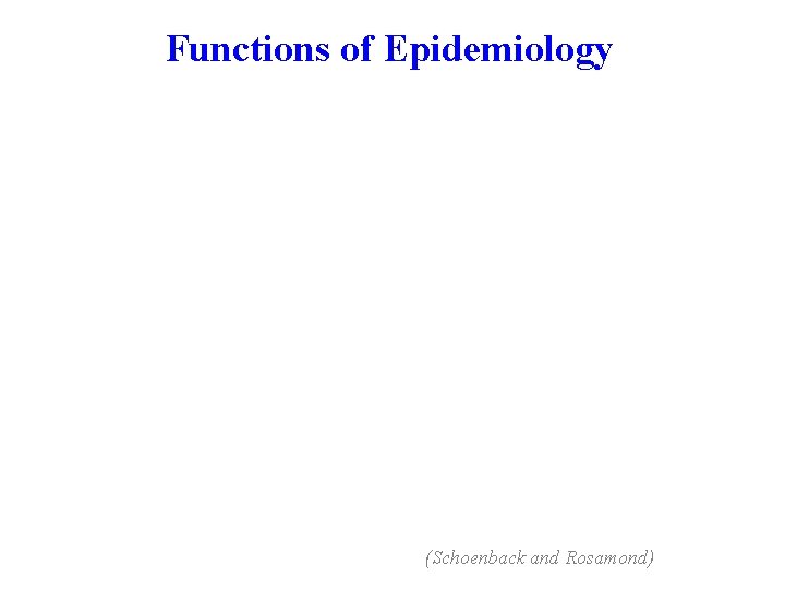 Functions of Epidemiology (Schoenback and Rosamond) 