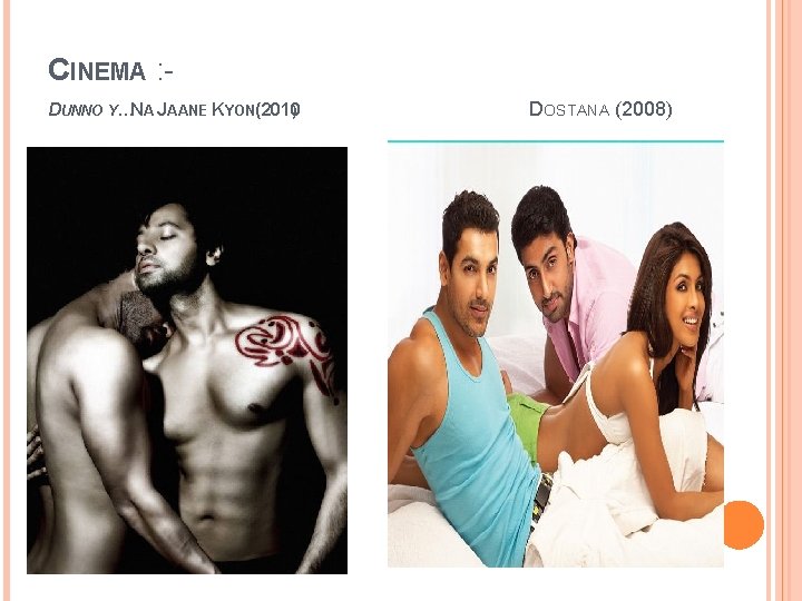 CINEMA : DUNNO Y…NA JAANE KYON(2010 ) DOSTANA (2008) 