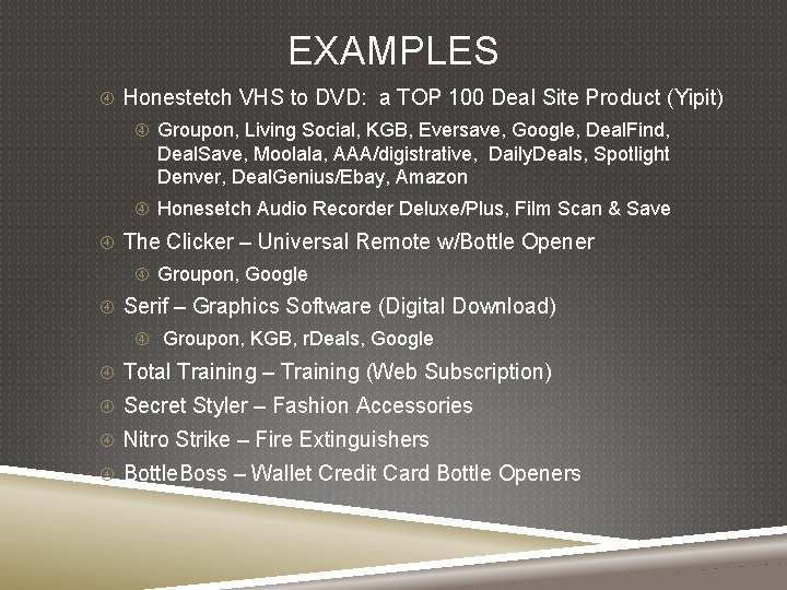 EXAMPLES Honestetch VHS to DVD: a TOP 100 Deal Site Product (Yipit) Groupon, Living