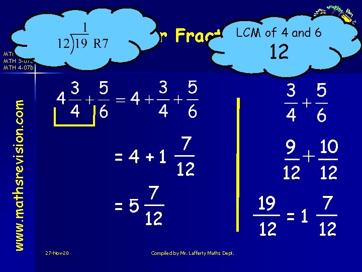 LCM of 4 and 6 Harder Fractions 12 www. mathsrevision. com MTH 3 -07