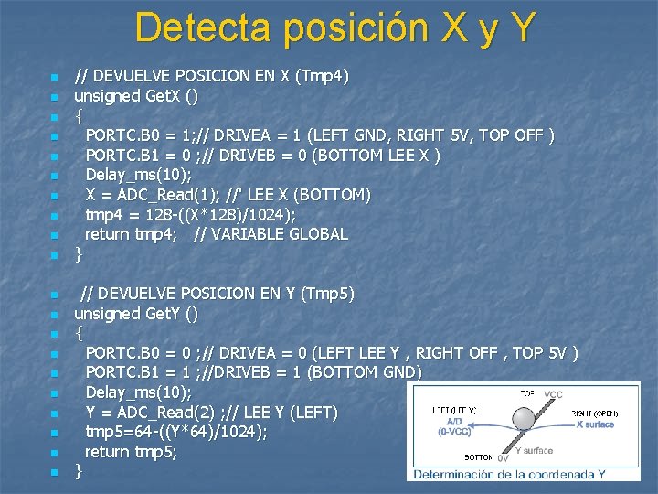 Detecta posición X y Y n n n n n // DEVUELVE POSICION EN