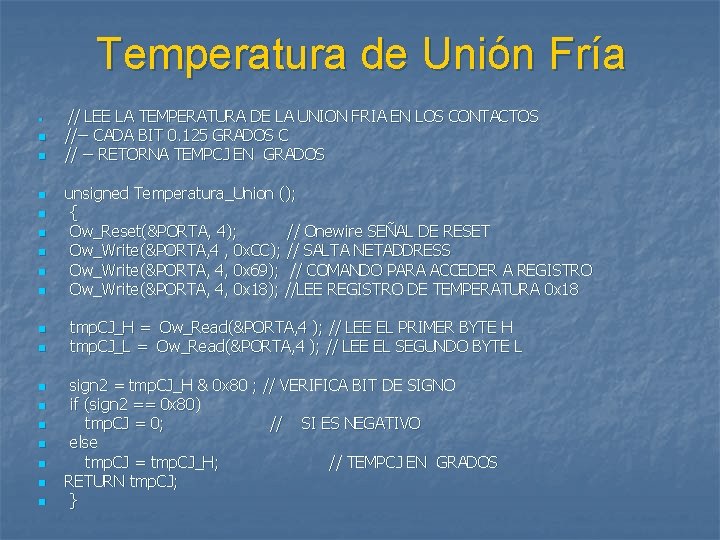 Temperatura de Unión Fría n n n n n // LEE LA TEMPERATURA DE