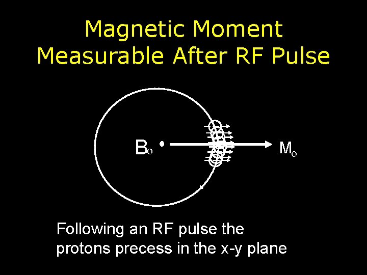Magnetic Moment Measurable After RF Pulse Bo Mo Following an RF pulse the protons