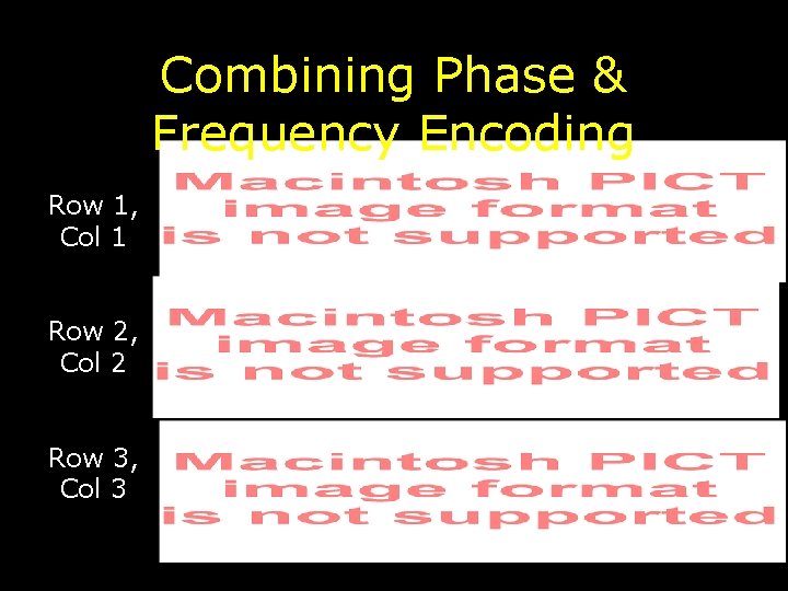 Combining Phase & Frequency Encoding Row 1, Col 1 Row 2, Col 2 Row