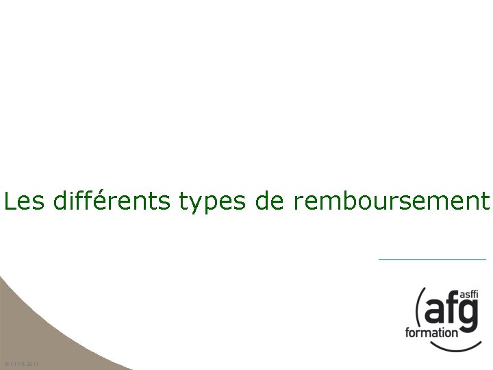 Les différents types de remboursement © CFPB 2011 