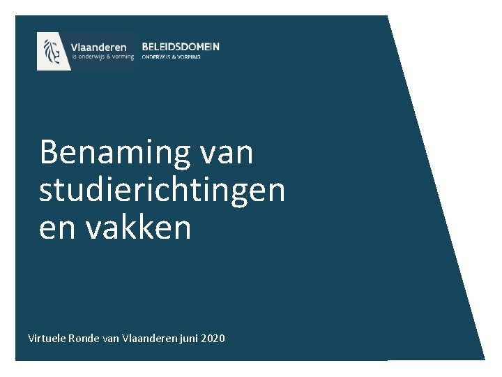 Benaming van studierichtingen en vakken Virtuele Ronde van Vlaanderen juni 2020 