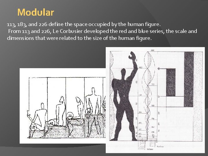 Modular 113, 183, and 226 define the space occupied by the human figure. From