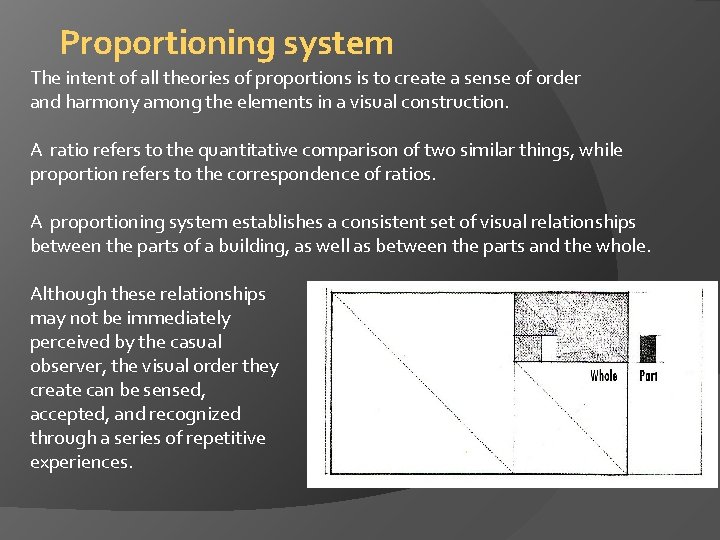 Proportioning system The intent of all theories of proportions is to create a sense