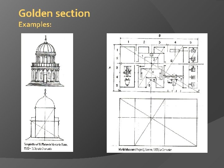 Golden section Examples: 