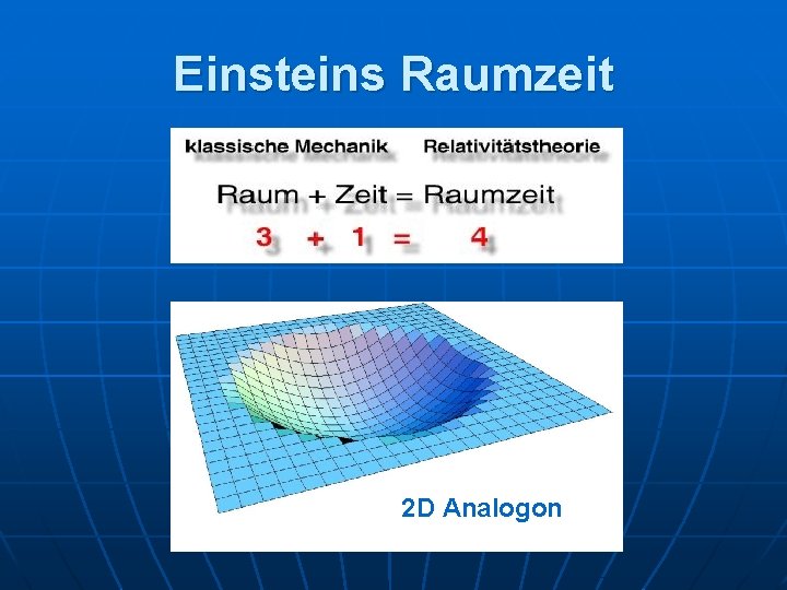 Einsteins Raumzeit 2 D Analogon 