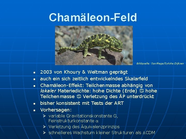 Chamäleon-Feld Bildquelle: Saxifraga/Sytske Dijksen n n 2003 von Khoury & Weltman geprägt auch ein